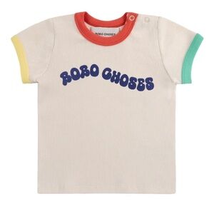 Bobo Choses Cream T-Shirt with Colorful Sleeves